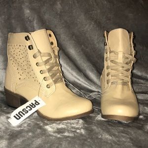 Pacsun cream beige lace up booties